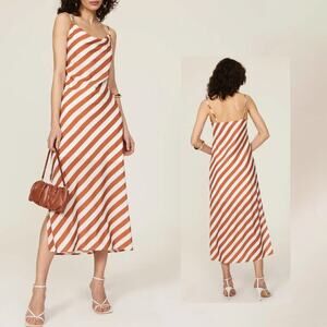 Slate & Willow Copper Stripe Slip Dress - Size XS
